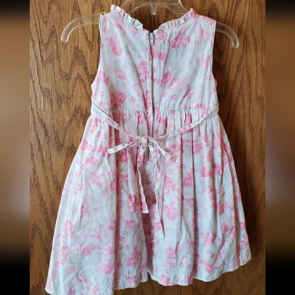 2T Girls Lined "Plum Pudding" White with Pink Floral Dress - Picture 4 of 4